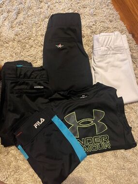 Kids Sports Bundle Under Armour Black Sleeveless Logo Tee with Athletic Pants